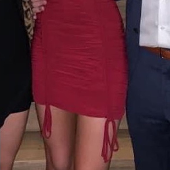 Mini red ruched dress - Picture 4 of 5